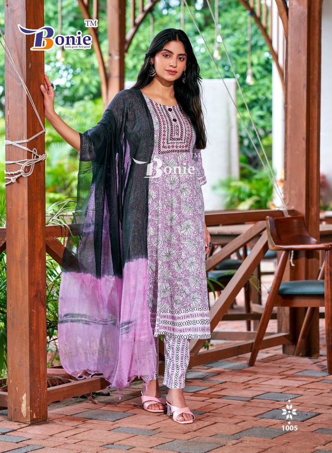 Anarkali By Bonie Rayon Printed Kurti With Bottom Dupatta Wholesale Price In Surat
